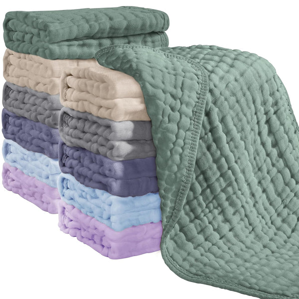 Looxii Muslin Burp Cloths 100% Cotton Muslin Cloths 12 Pack Large 20''x10''