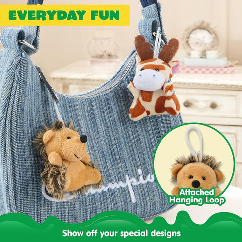 24 (24 3" JOYIN Pcs Mini Safari Animal Plush Toys Units Each), Animals Keychain Decoration for Kids, Small Stuffed