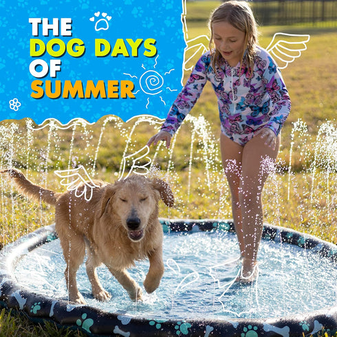 SplashEZ Non Slip Splash Pad for Kids and Dogs, 69’’ Extra Large Sprinkler for Summer Water Fun
