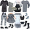 Eledoll Clothes Deluxe Fashion Pack for 11.5 inch Doll - Boss Lady II Black White Silver Set
