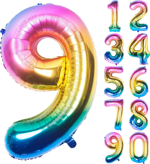 40 Inch Dark Rainbow Digit Helium Foil Birthday Party Balloons (9)