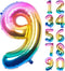 40 Inch Dark Rainbow Digit Helium Foil Birthday Party Balloons (9)