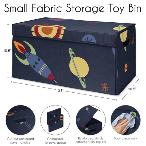 Sweet Jojo Designs Space Galaxy Planets Boy Small Fabric Toy Bin Storage Box Chest For Baby Nursery or Kids Room - Navy
