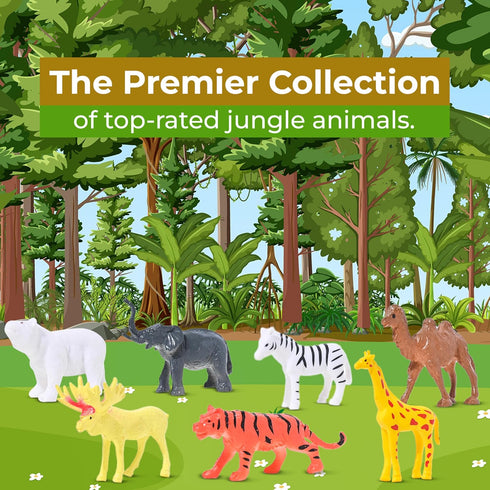 Mini Animals Jungle Party Pack - 100 Piece Bulk Set of Plastic Wild Mini Educational Animal Toys for Kids Party Favors
