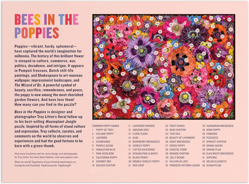 Bees in The Poppies 1000 Piece Puzzle from Galison - Beautiful 27" x 20" Puzzle Featuring Photographs from Troy Litten, Thick & Sturdy Pieces, Challenging Activity for Adults, Unique Gift Idea!