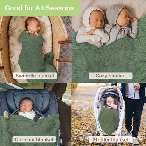 31.5 43.3 Inches Organic Cotton Knit Baby Blanket X Soft Knitted and Breathable Baby Blanket for Boys and Girls Perfect