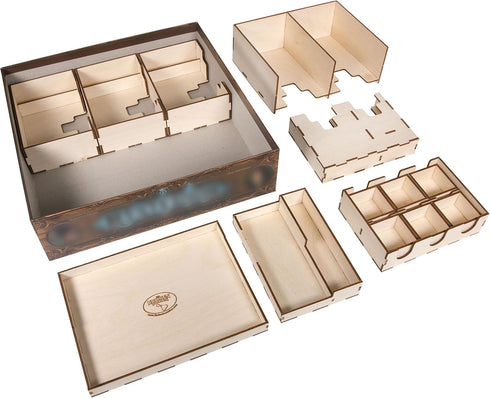 The Broken Token Mysterium Compatible Game Organizer, Wood Storage Box with Multiple Trays