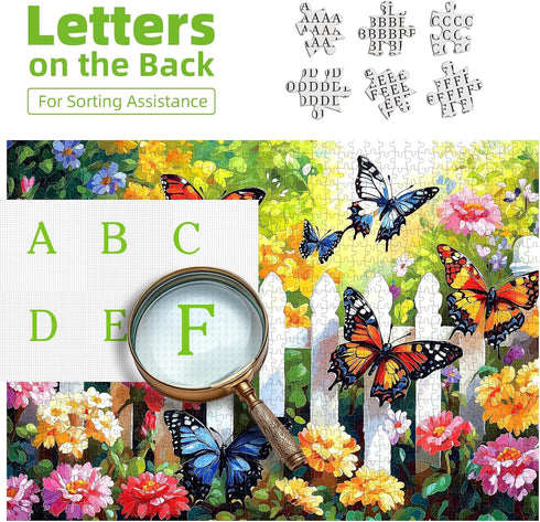 500 23x15 Inches MINIWAN Piece Puzzles for Adults - Vibrant Butterfly Garden Jigsaw Puzzle, with Unique Irregular