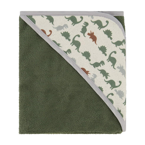 3 Pack (GS71721) Cudlie Buttons & Stitches Baby Boy Rolled/Carded Hooded Towels in Dino Roar Print