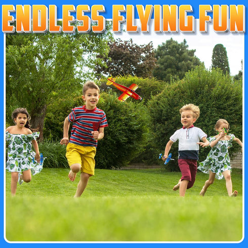 12-Pack 8-Inch Bedwina Glider Planes Bulk Bomber Airplane Gliders for Kids, Foam Paper Airplane Kit For Birthday