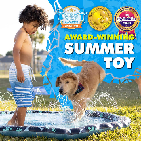 SplashEZ Non Slip Splash Pad for Kids and Dogs, 69’’ Extra Large Sprinkler for Summer Water Fun