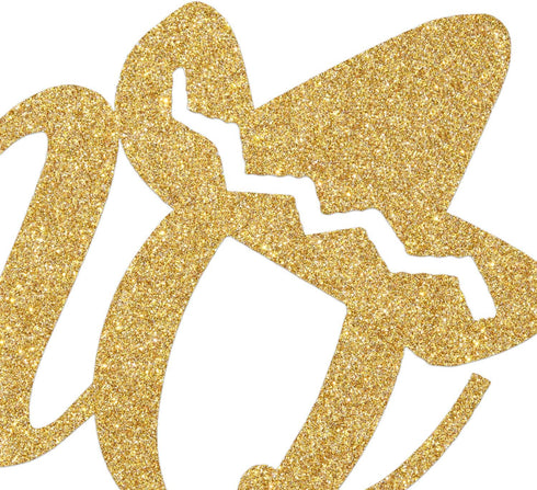 Spanish Uno Cake Topper Fiesta Party Decor for Mexican 1st Birthday Decoration, Gold Glitter