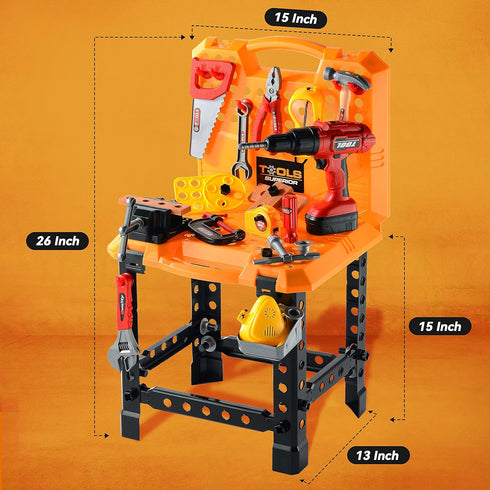 Toy Choi's 82pcs Kids Tool Bench Toy - STEM Construction Kid Tool Set for Age 2-4, Toddler Workbench with Realistic