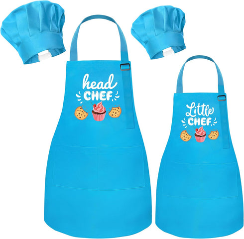 R HORSE Adult Kid Apron and Chef Hat Set - 4Pcs Parent
