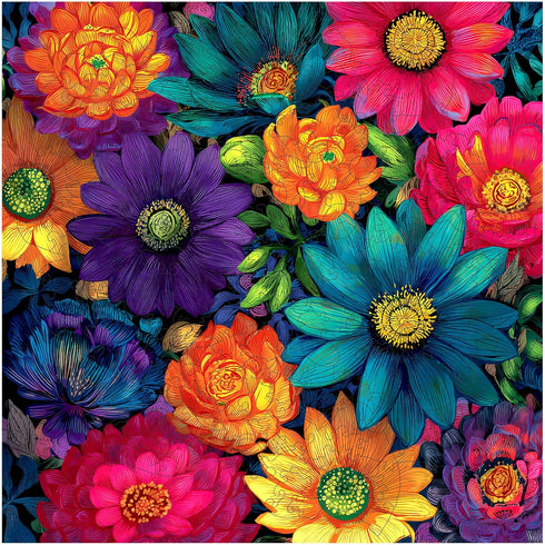 200 11.2x11.2 MEATRN Multicolor Chrysanthemum Wooden Puzzles for Adults Pcs, in, Fun Educational Wood Puzzle, Handmade