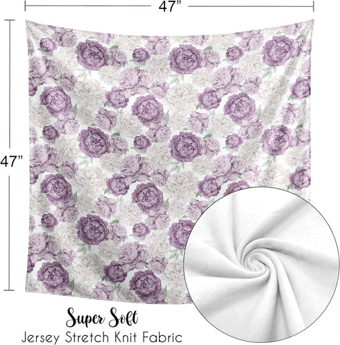 Sweet Jojo Designs Lavender Purple Boho Shabby Chic Floral Girl Baby Swaddle Blanket Infant Newborn Lightweight Jersey