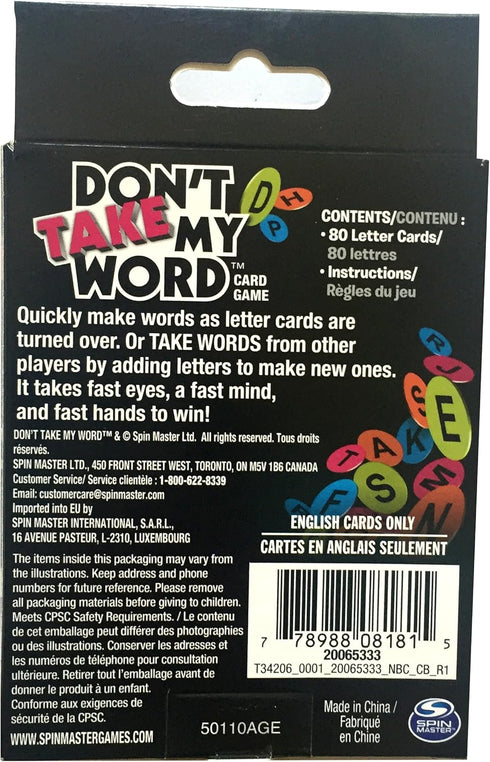 Dont Take My Word Card Game