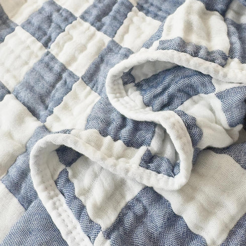 Brnabiou 2 Pack 32x32 inch Ultra Soft Checkered Muslin Hooded Baby Towels for Newborn Boys and Girls Cotton Muslin Baby