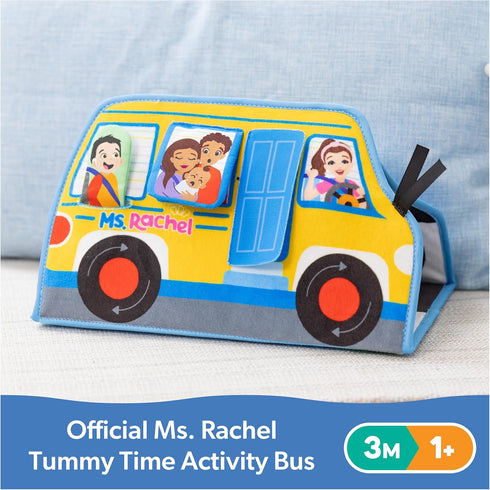 Tummy 3 1+ Ms. Rachel Official Time Activity Bus Folding Play Mat with Baby Mirror & Sensory Toys for Interactive Play