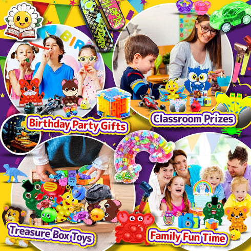 TRIRAXUS 1000 PCS Party Favors for Kids, Bulk Fidget Toys,Goodie Bags Stuffers, Treasure Box Toy for Classroom Prizes