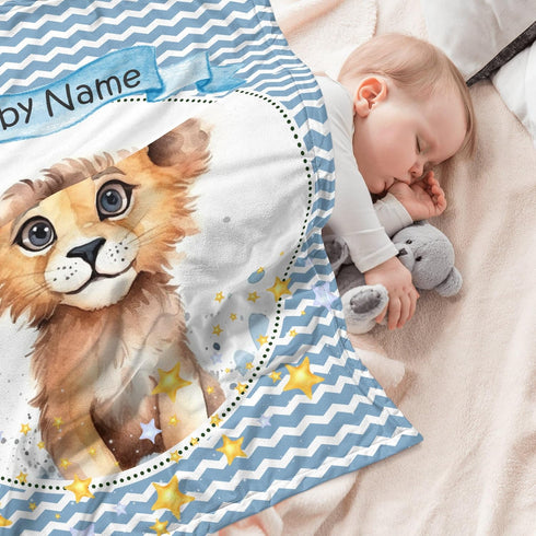 Novusopt Personalized Baby Blanket Lion Baby Blanket Name Blanket Custom Baby Blankets for Boys Cute Baby Boy Blankets
