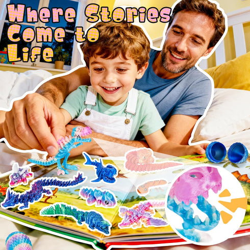 12PCS 3D 6 Set 3D 3-D TBOLINE Parent-Child Printed Animals Toys, Printed Wiglets Toys with Mini Animals Inside, Cute