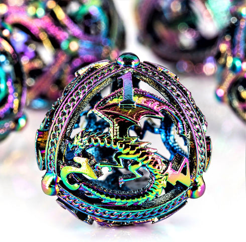 Metal DND Dice Set - Unique Round Hollow Orb Design for Better