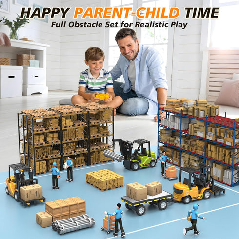 1/64 3 1 10CH RC Forklift Toy, in Mini Forklift Remote Control & App Remote Control Forklift with Trailer & Fork