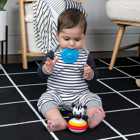Baby Einstein Stack & Wobble Zen Teether Toy, BPA Free, for Infants 3 Months and Up, Cause and Effect Learning