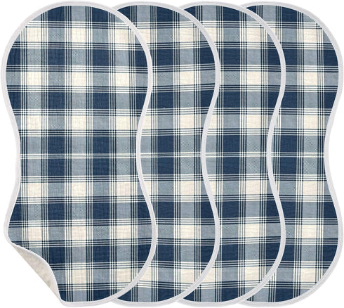 FLildon 1PC Muslin Burp Cloth for Baby Navy Plaid Super Absorbent Burping Cloths, Bibs for Newborn Boys Girls