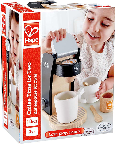 Set Set 3 Hape Wooden Black Coffee Maker Kitchen with Accessories| Pretend Play Toy for Kids Ages Years and Up