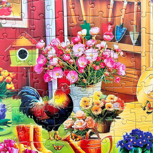 300 Piece Jigsaw Puzzle - Vibrant Farm Garden Cottage for Adults and Kids