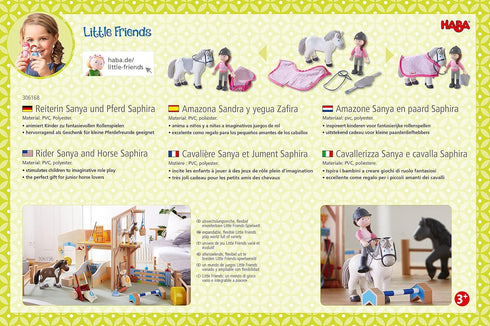 Set HABA Little Friends Horse Riding Play - Rider Sanya, Mare Saphira and Accessories