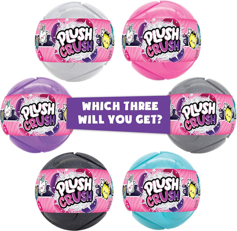 Plush Crush Series 3 Puzzle Ball (3-Pack), Surprise Collectible Character Bouncy Ball Plush Toy by Scentco