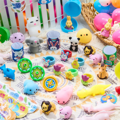 2.2' 60 JOYIN PCS Prefilled Pastel Eggs with Assorted Toys, Stuffed Toys for Easter Egg Hunt, Kids Basket Stuffer
