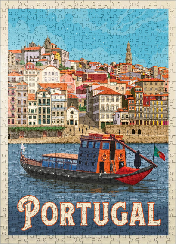 MyPuzzle Portugal: Porto District, Vintage Poster - Premium 500 Piece Jigsaw Puzzle