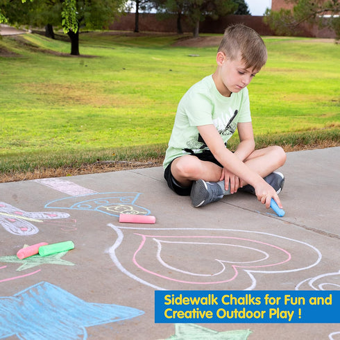 JOYIN 108 PCS Sidewalk Chalk Set in 36 Count, Non-Toxic Jumbo Washable Driveway Chalk for Outdoor Art Play