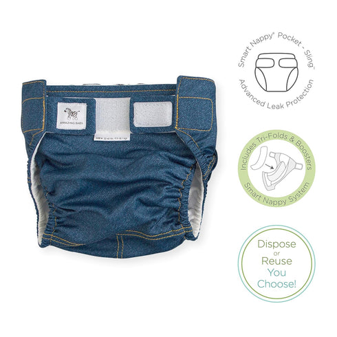 4 (22-40 lbs), Set Amazing Baby Hybrid Cloth Diaper Cover with Pocket-Sling, Large, Sz Use Boosties Disposable