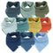 HonestBaby Girls Organic Cotton Bandana Drool Bib Multipack, 10-Pack Rainbow Gems Blues,