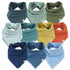 HonestBaby Girls Organic Cotton Bandana Drool Bib Multipack, 10-Pack Rainbow Gems Blues,