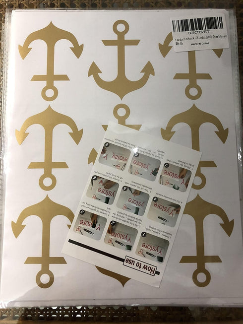 Nautical Anchor Wall Decal - Removable Vinyl Stickers for Baby Kids Bedroom Nursery Decoration A07 (Dumb Gold)