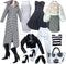 Eledoll Deluxe Fashion Pack - BOSS LADY Clothes for 12" Fashion Doll, Black & White Houndstooth Set