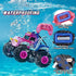 YEESWOOQI 360Spin, 1:18 4WD 3-12 Remote Control Car for Girls, Waterproof Pink Monster Truck Toys W/Blocks & Amphibious