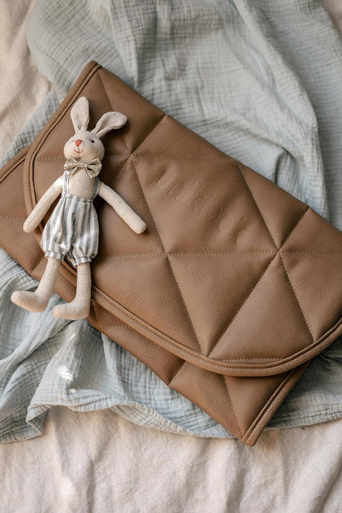 Tummy 16x30 Quilted Padded Vegan Leather Portable Changing pad Mat | Play mat Baby Toddler Infant by Uniklook | Baby