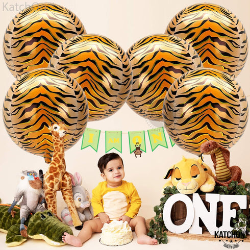 KatchOn Big Tiger Balloons for Birthday Party - 22 Inch, Pack of 6, Tiger Stripe Balloons for Graduation Decorations
