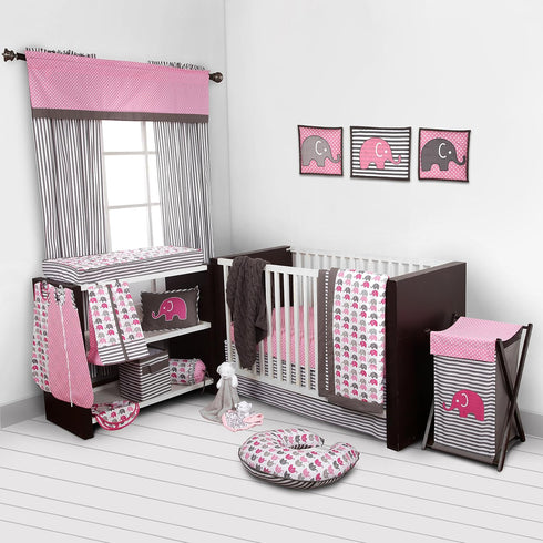 Bacati - Elephants Pink/Grey Mini Changing Pad Cover