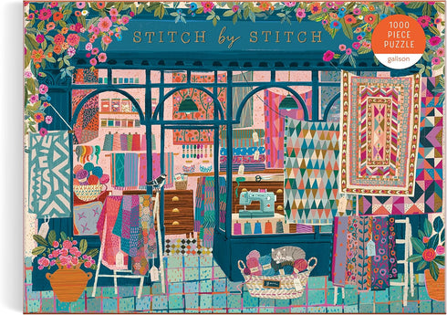Galison Stitch by Stitch - 1000 Piece Puzzle with Bright Quilting and Crafting Themed Artwork