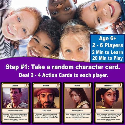 THINK2MASTER Wacky Fables - Card Game - Cast Misfortunes On Your Opponents & Find Fortunes for Yourself to Make Fun Silly Fairy Tales - Family Game Night - Kids Teens Age 6+, 2-6 Players.