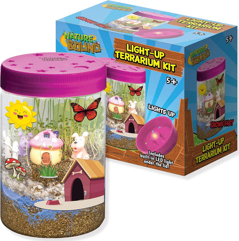 Nature Bound Light-Up Terrarium Kit with LED Light for Kids, Puppy Animal Theme STEM Science Kit for Boys & Girls