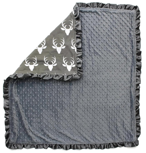 Dear Baby Gear Baby Blankets for Boys & Girls, Neutral Baby Blankets, Crib & Nursery Quilt, Antlers Grey with Ruffles